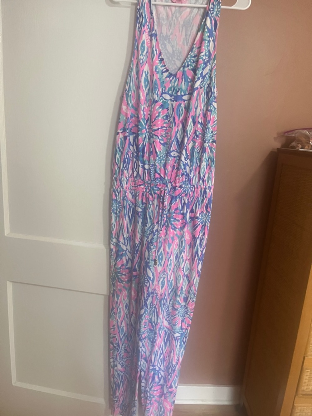 LILLY PULITZER  Pink & Blue Floral Printed Jumpsuit  Sz M